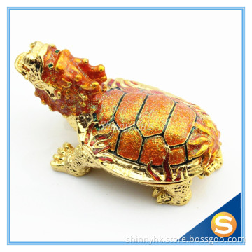 Fengshui Home Decorative Metal Craft Dragon Turtle Trinket Box Jewelry Box